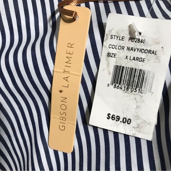 Gibson Latimer NWT Striped and Embroidered Blouse  Size XL - Picture 10 of 11